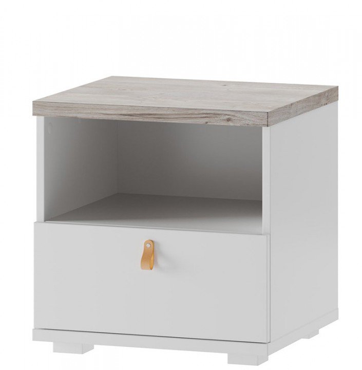 Тумба прикроватная DOMINI 05 SZYNAKA Дуб Риббек / Белый